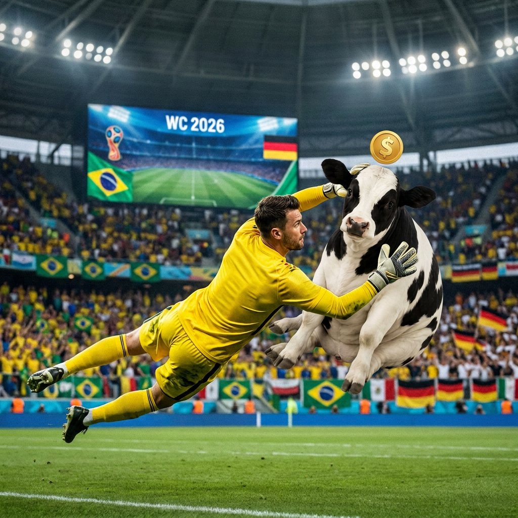 Goalkeeper saves cow